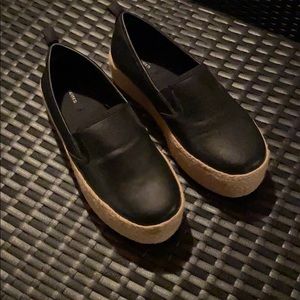Black platform loafers